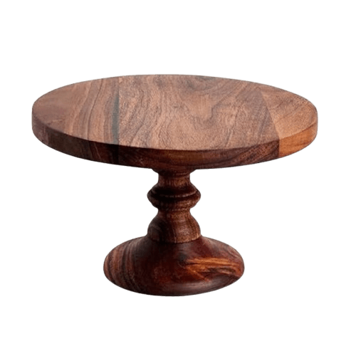 WOOD LONG CAKE STAND ROUND (NATURAL)